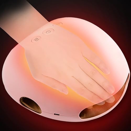 BOOZXCV Handmassagegerät mit Wärme, 3 Kompressionsstufen, Heizung, wiederaufladbar, für Hand- & Fingermassage, in Pink