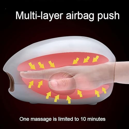 BOOZXCV Handmassagegerät mit Wärme, 3 Kompressionsstufen, Heizung, wiederaufladbar, für Hand- & Fingermassage, in Pink