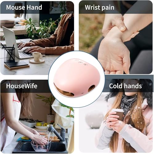 BOOZXCV Handmassagegerät mit Wärme, 3 Kompressionsstufen, Heizung, wiederaufladbar, für Hand- & Fingermassage, in Pink
