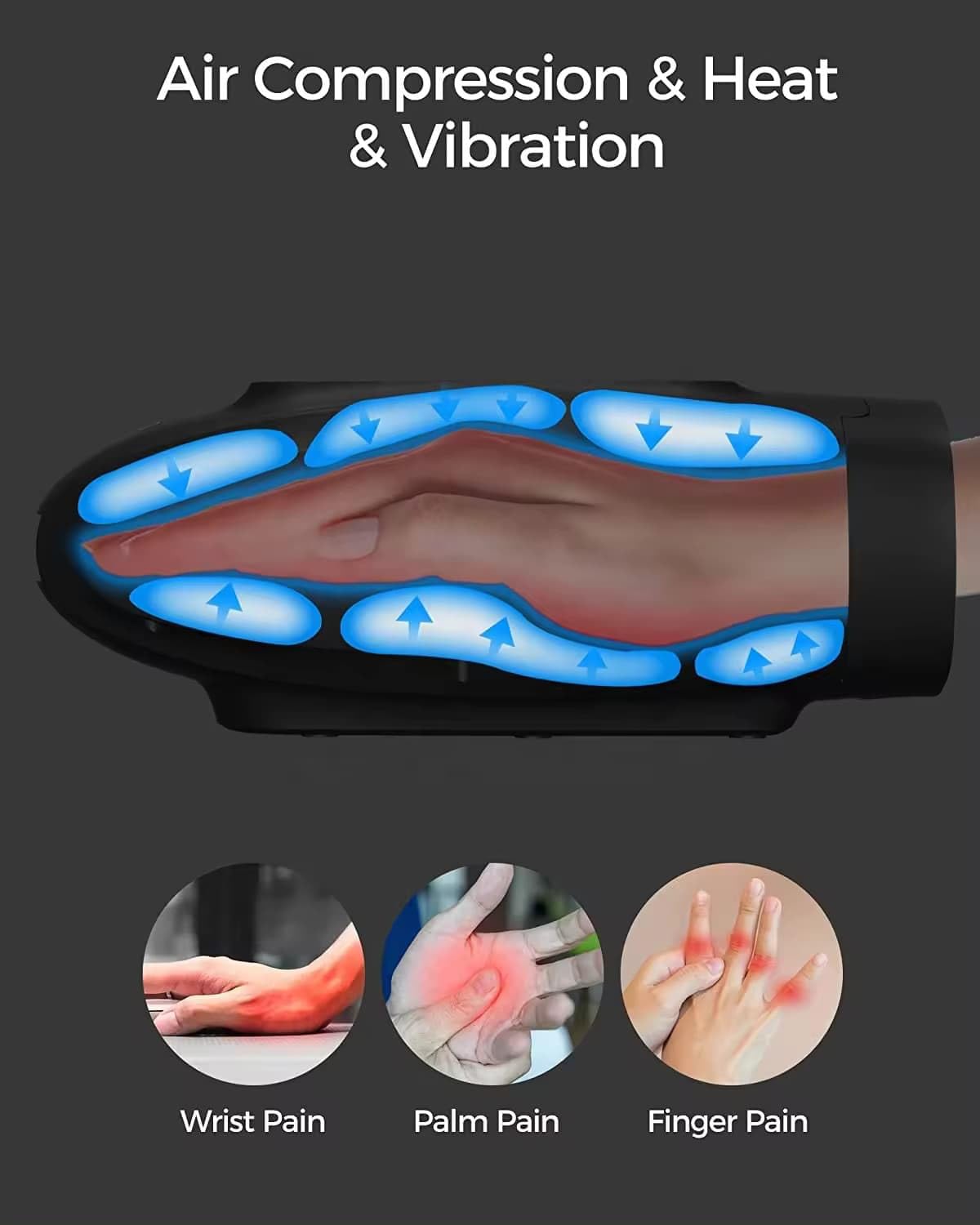 OrthoJointRelief kabelloses Handmassagegerät mit Wärme & Kompression, 6 Stufen Druckpunkttherapie für Arthritis, Karpaltunnel & Schmerzlinderung