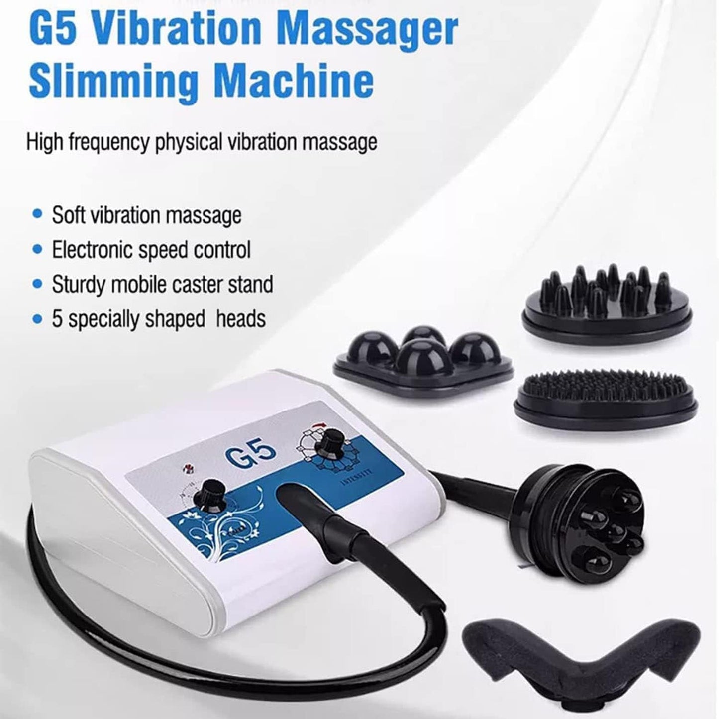 Vibrations-Körpermassagegerät mit 5 Köpfen, einstellbare Geschwindigkeit, verschiedene Effekte zur Müdigkeitslinderung, ideal für Schönheitssalon