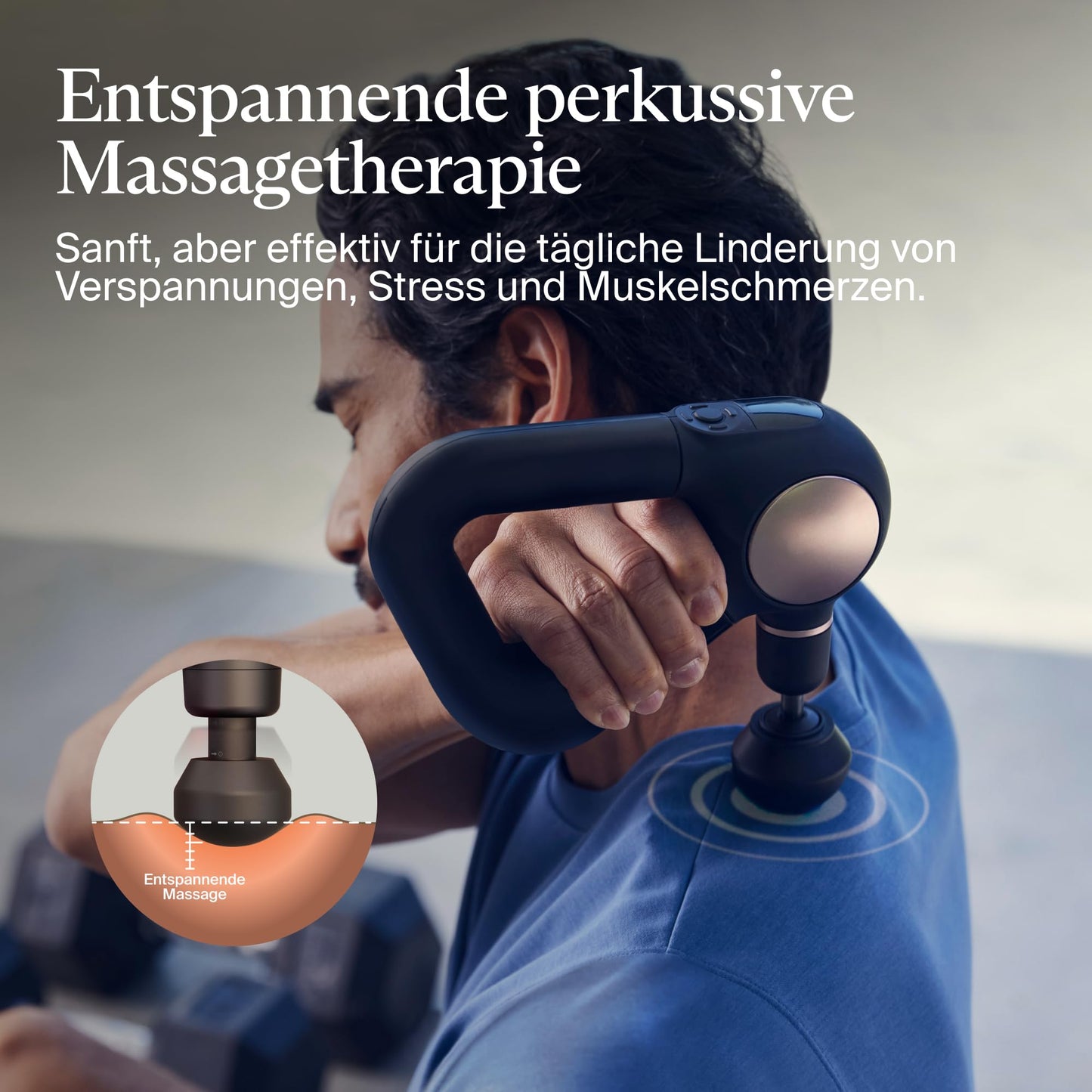 Theragun Sense Massagepistole, Tiefengewebe-Massagegerät mit Percussion & Atemübungen zur Stressreduktion, in Schwarz