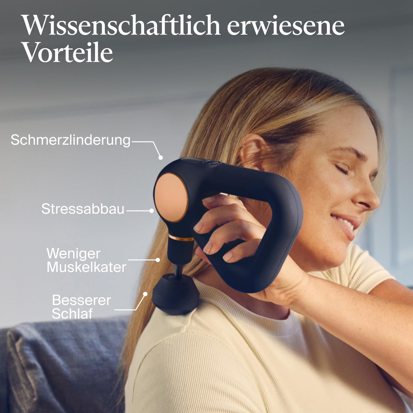 Theragun Sense Massagepistole, Tiefengewebe-Massagegerät mit Percussion & Atemübungen zur Stressreduktion, in Schwarz