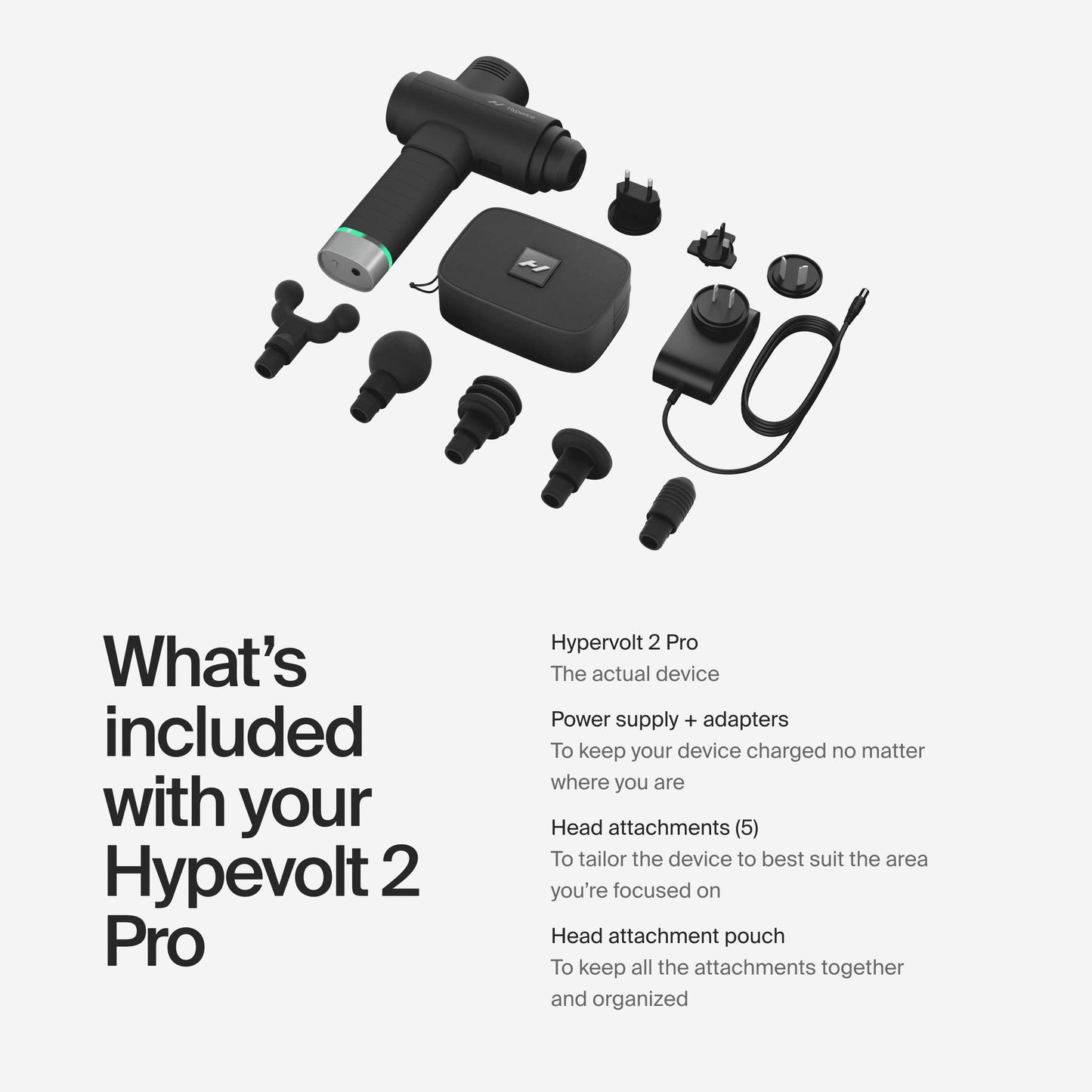 Hyperice Hypervolt 2 Pro Massagegerät, Quiet-Glide-Technologie, 5 Geschwindigkeiten & Köpfe, gegen Muskelkater & Steifheit