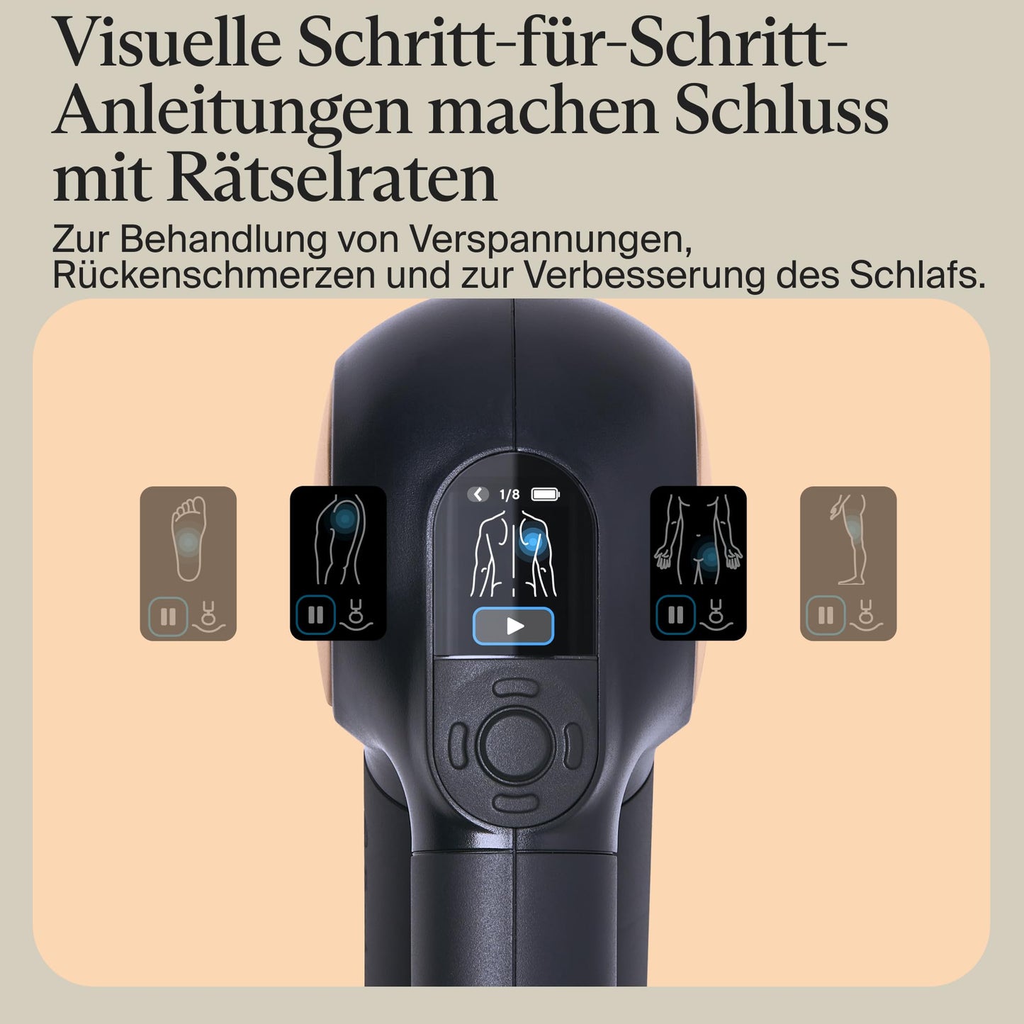 Theragun Sense Massagepistole, Tiefengewebe-Massagegerät mit Percussion & Atemübungen zur Stressreduktion, in Schwarz