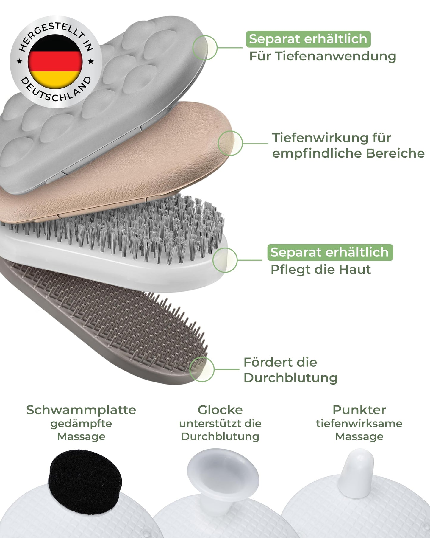 SENATOR (VIBRAX) Massage-Handgerät Professional 3D, Flächenmassage mit 5 Aufsätzen für Rücken, Nacken, Schulter, Brust, Beine & Füße