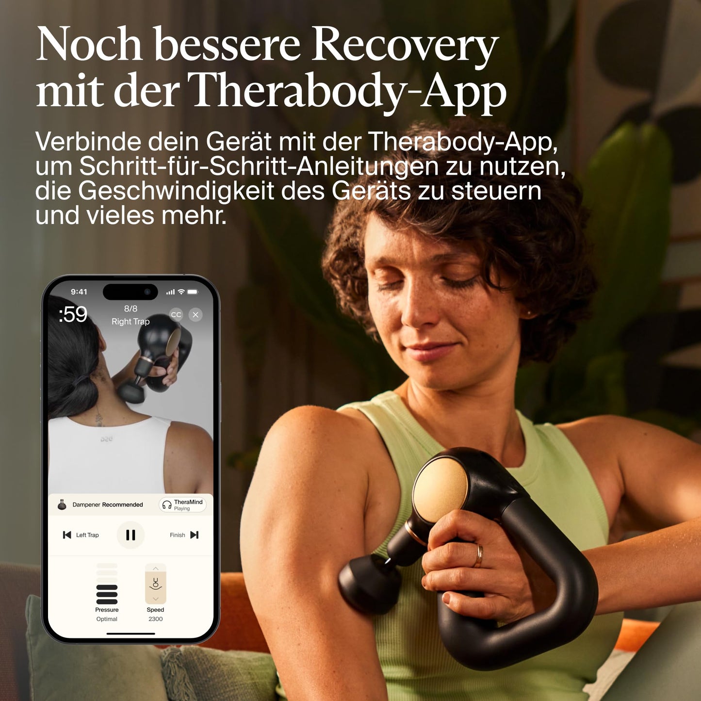 Theragun Sense Massagepistole, Tiefengewebe-Massagegerät mit Percussion & Atemübungen zur Stressreduktion, in Schwarz