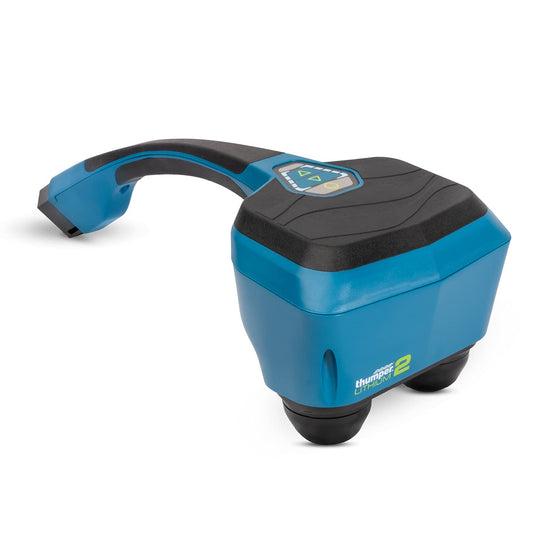 Thumper Lithium2 kabelloses Perkussionsmassagegerät, zwei Köpfe, 5 Geschwindigkeiten, auswechselbare Batterie, Profi-Einsatz