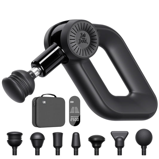 Bob and Brad D6 Pro Massagepistole, 16 mm Amplitude, 2500 mAh Akku, 7 Aufsätze, für Schulter, Rücken, Beine & Muskelentspannung