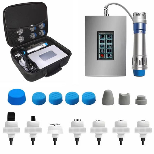 Stoßwellentherapiegerät mit 7 Köpfen, 1–16 Hz, 60–200 MJ, nicht-invasiv, zur Linderung von Muskel- & Gelenkschmerzen.