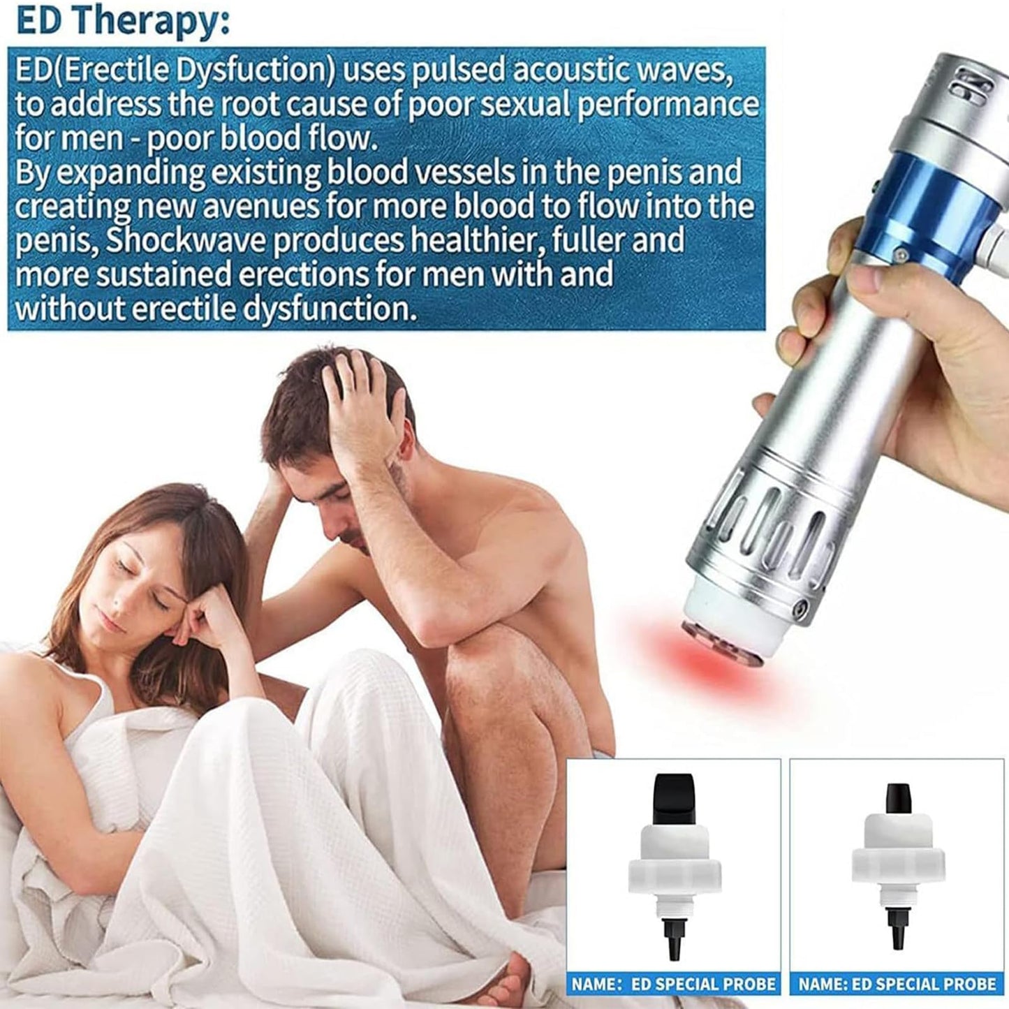 Stoßwellentherapiegerät mit 7 Köpfen, 1–16 Hz, 60–200 MJ, nicht-invasiv, zur Linderung von Muskel- & Gelenkschmerzen.
