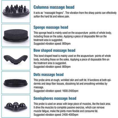 Vibrations-Körpermassagegerät mit 5 Köpfen, einstellbare Geschwindigkeit, verschiedene Effekte zur Müdigkeitslinderung, ideal für Schönheitssalon