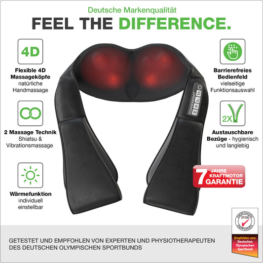 DONNERBERG® Original Nackenmassagegerät mit Wärme, Shiatsu & Vibration, TÜV geprüft, 7 Jahre Garantie, für Nacken & Schultern