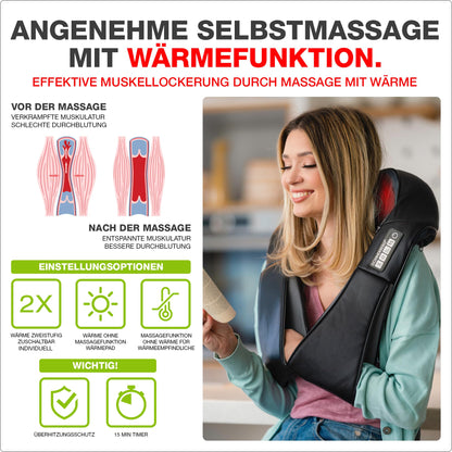 DONNERBERG® Original Nackenmassagegerät mit Wärme, Shiatsu & Vibration, TÜV geprüft, 7 Jahre Garantie, für Nacken & Schultern